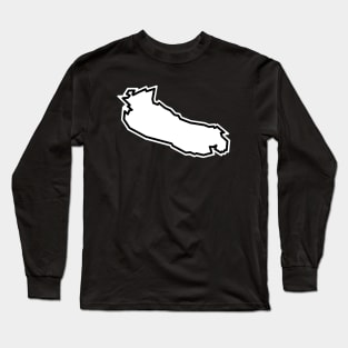 Gabriola Island Outline in Bright White with Black Outline - Gabriola Island Long Sleeve T-Shirt